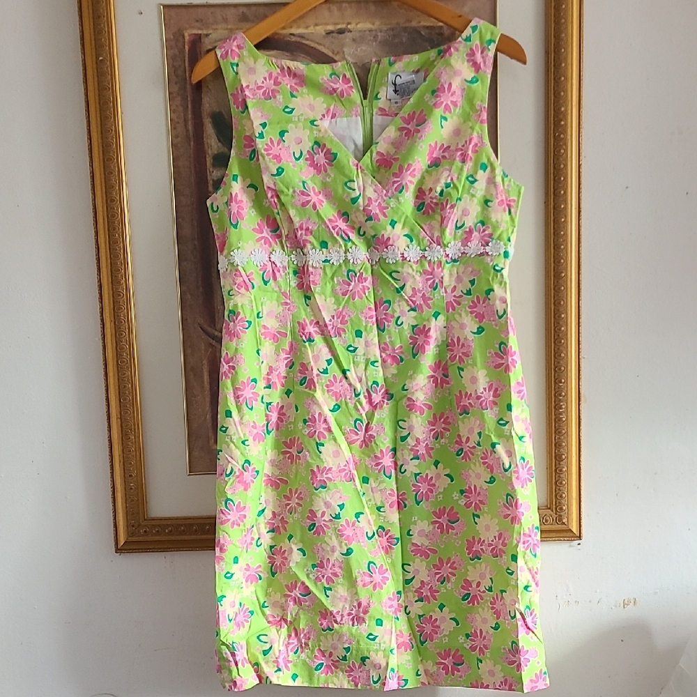 Lilly Pulitzer Floral Green and Pink Dress Size 10